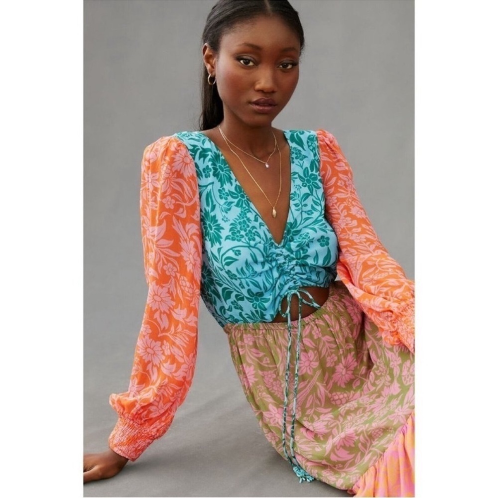 New Farm Rio Long-Sleeve Maxi Dress Pink Small - Picture 10 of 13